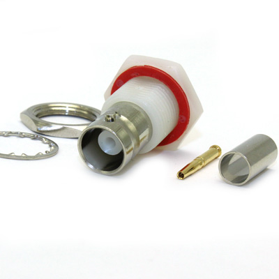 BNC Insulated Rear Mount Bulkhead Straight Crimp / Crimp Jack - Image 2