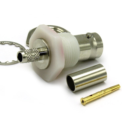 BNC Insulated Rear Mount Bulkhead Straight Crimp / Crimp Jack - Image 3