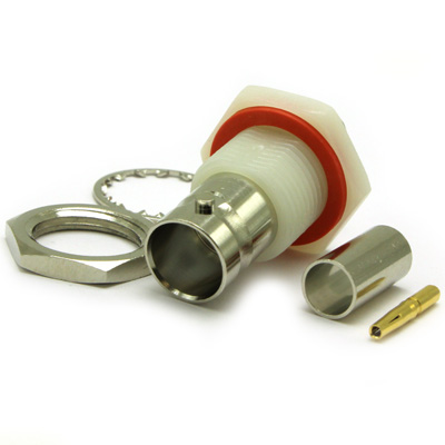 BNC Insulated Rear Mount Bulkhead Straight Crimp / Crimp Jack - Image 2