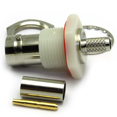 BNC Insulated Rear Mount Bulkhead Straight Crimp / Crimp Jack - Image 3