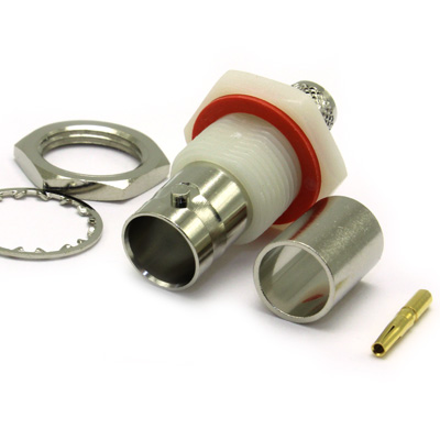 BNC Insulated Rear Mount Bulkhead Straight Crimp / Crimp Jack - Image 2