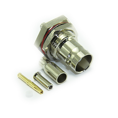 10-282-B36-BG - BNC Rear Mount Bulkhead Straight Crimp / Crimp 3GHz Jack ( 5 part ) 