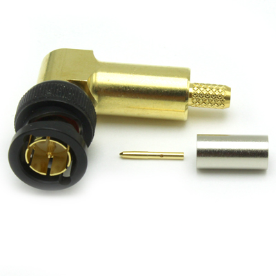 10-104-W66-FA - BNC Right Angle Crimp / Crimp Plug 12Ghz 