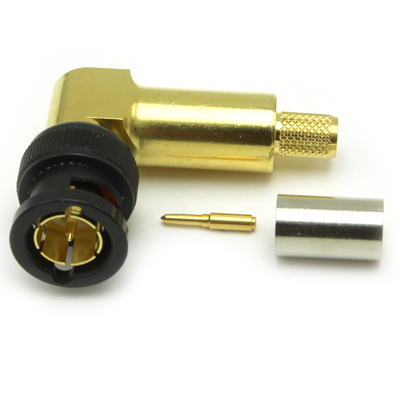 10-104-W126-FB1 - BNC Right Angle Crimp / Crimp Plug 12Ghz 