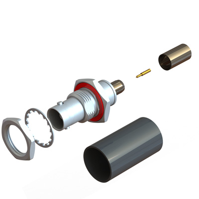 10-290-Q66-AI - BNC Straight Crimp / Crimp Bulkhead Jack IP68 