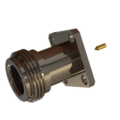 25-279-B3-HA-17.5mm - N Type 4 Hole Flange (17.5mm Square) Solder/Bullet Solder Jack 