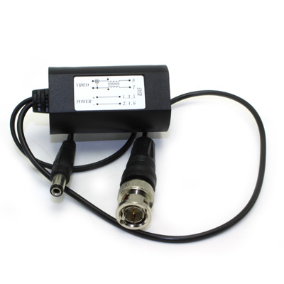 BNC Plug to RJ45 Socket 75 Ohm Video Balun (2.1 Power Plug) - Image 1