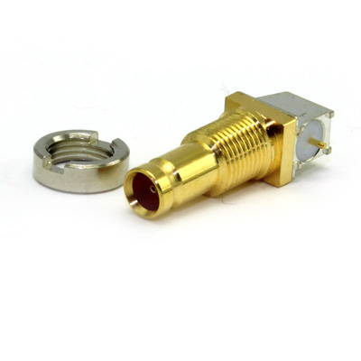 1.0/2.3 Right Angle Bulkhead SMT PCB Jack True 75 ohm - Image 1