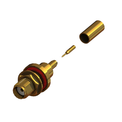30-290-D10-AE - SMA Rear Mount Bulkhead Crimp/Crimp Jack IP68 Unmated 