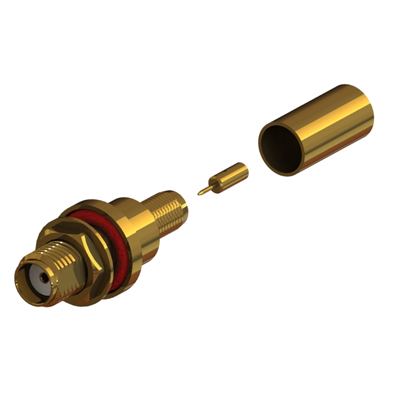 30-290-D10-AH - SMA Rear Mount Bulkhead Crimp/Crimp Jack IP68 Unmated 