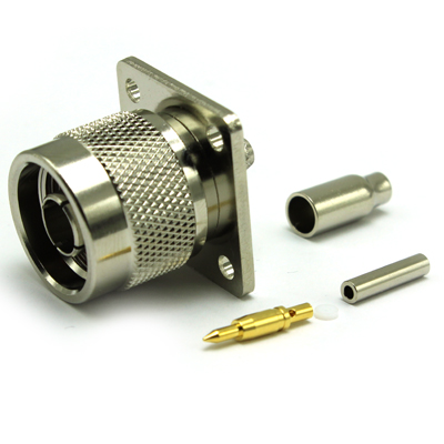 25-322-B3-AD - N Type 4 Hole Flange (1" Square) Crimp / Crimp Plug 