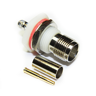 13-258-A3-AH - TNC Insulated Rear Mount Bulkhead Straight Crimp / Crimp Jack 