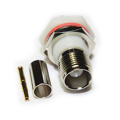 TNC Insulated Rear Mount Bulkhead Straight Crimp / Crimp Jack - Image 3