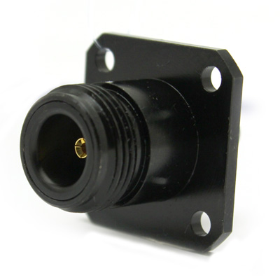 N Type Jack to SMA Jack 1" Sq 4 Hole Flange Black Plated - Image 2