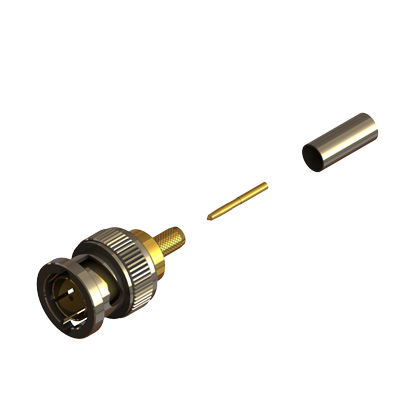 10-005-D126-EF1 - Ultra HD 12G BNC Straight Crimp / Crimp Plug True 75 Ohm (Nickel Coupling Cap) 