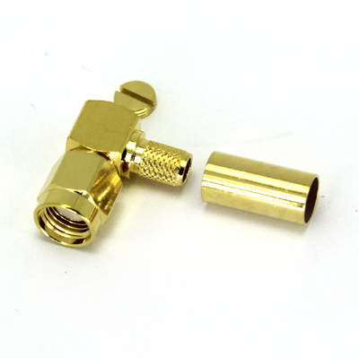 SMA Reverse Polarity Right Angle Solder / Crimp Plug - Image 1