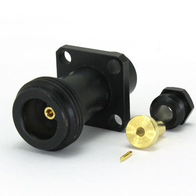 25-289-J3-HA - N Type IP68 4 Hole 17.5mm Sq Flange Solder/Solder/Clamp Jack 