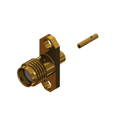 30-275-DS3-HA - SMA 2 Hole Flange Gold StSt Solder / Solder Jack 