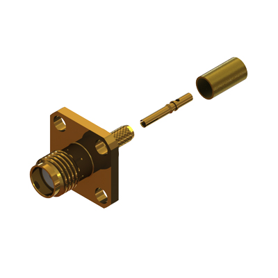 30-278-1-D3-AD - SMA 4 Hole 1/2" Flange Solder/Crimp Jack 