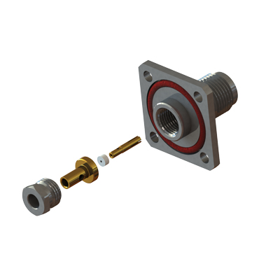 TNC 4 Hole 1" Sq Flange Stainless Steel Solder/Solder Clamp Jack  - Image 2