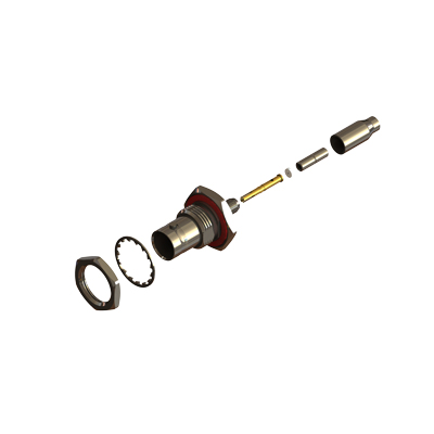 10-282-B36-AB - BNC Rear Mount Bulkhead Straight Crimp / Crimp 3GHz Jack ( 5 part ) 