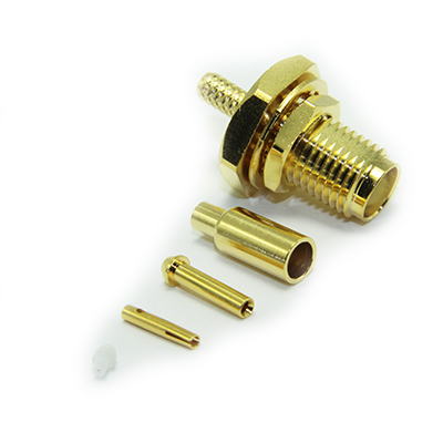 SMA Rear Mount Bulkhead Solder / Crimp Jack (5 part) - Image 1