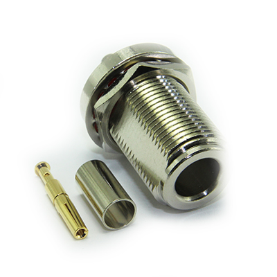 N Type Bulkhead Rear Mount Crimp/Crimp Jack ( 2 Flats ) - Image 2