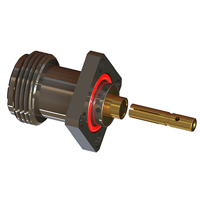 25-279-B3-HB - N Type 4 Hole Sealed Flange (1/2" Square) Solder / Solder Jack 