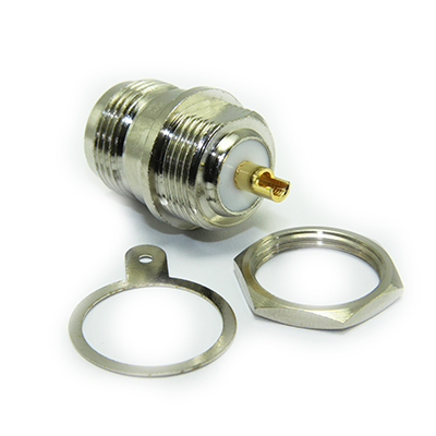 N Type, Front Mount  Bulkhead Solder Spill Jack & Solder Tag ( 1 flat ) - Image 3