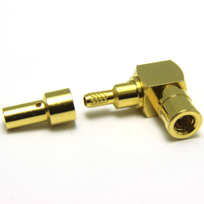 32-Capless-179 - SMB Right Angle Solder / Crimp Plug ( Capless ) 