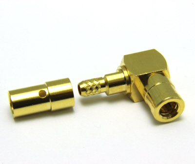 32-Capless-3002 - SMB Right Angle Solder / Crimp Plug ( Capless ) 