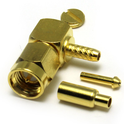 30-105-D3-AA - SMA Right Angle Solder / Crimp Plug (4 Part ) 