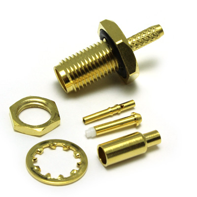 30-256-D3-AA - SMA Rear Mount Bulkhead Crimp / Crimp Jack ( 4 part ) 