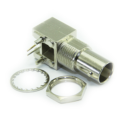 10-466-A5 - BNC Right Angle Bulkhead Jack PCB,50 Ohm, Low Profile 