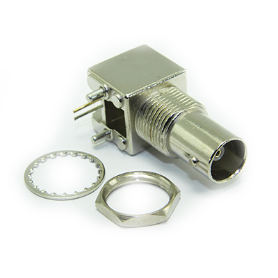 10-468-A8 - BNC Right Angle Bulkhead PCB Jack, 75 Ohm 