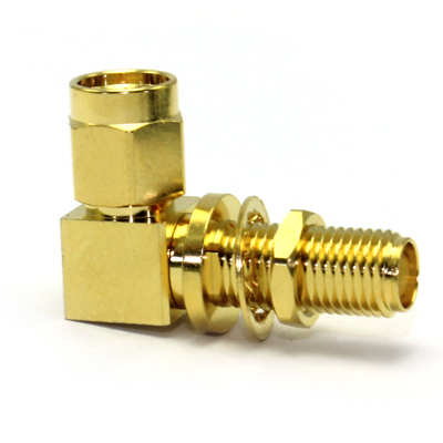 30-548-D3 - SMA Right Angle Bulkhead Jack to Plug Adaptor