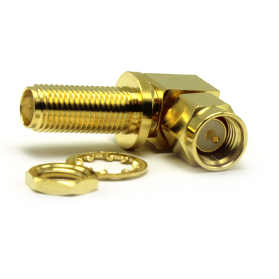 SMA Right Angle Bulkhead Jack to Plug Adaptor  - Image 4