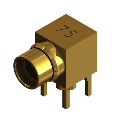 47-465-D6 - MMCX Right Angle PCB  Mount 75 Ohm Jack 