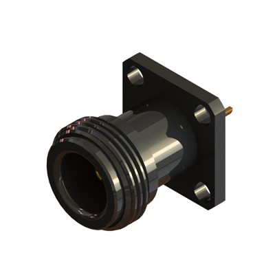 25-371-J3 - N Type 4 Hole 17.5mm Square Flange Mount Solder Spill Jack 