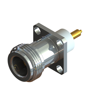 25-373-17.5-H3-16.8 -N Type 4 Hole StSt 17.5mm Square Flange Mount With Extended Dielectric 