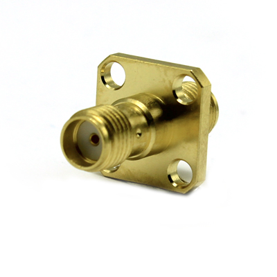 SMA Stainless Steel Gold Plated 1/2"sq 4 Hole Flange Bulkhead Jack to Jack  - Image 2