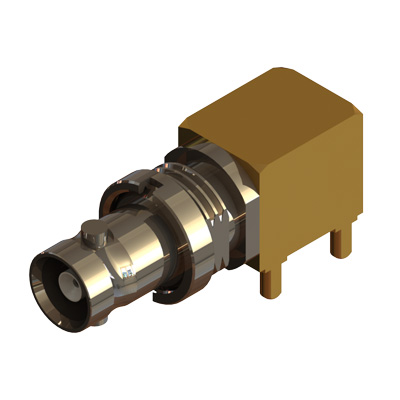 67-468-5-B126 - Micro BNC Right Angle PCB Mount Bulkhead Jack 5.9mm Wide 