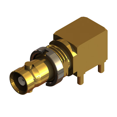 67-468-5-D126 - Micro BNC Right Angle PCB Mount Bulkhead Jack 5.9mm Wide 