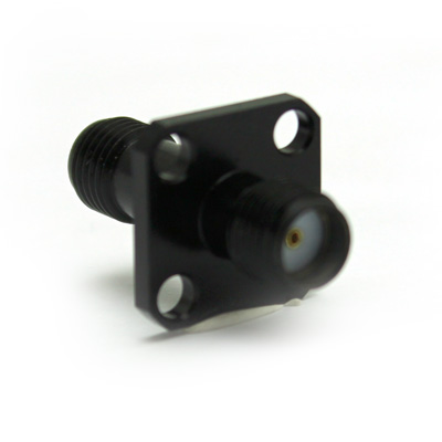 SMA 1/2"sq 4 Hole Flange Bulkhead Jack to Jack Adaptor ( Black Plated ) - Image 3