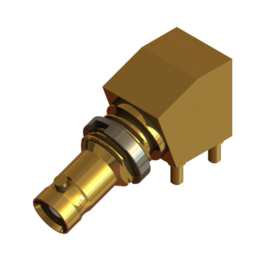 67-492-D66 - Micro BNC 98 deg Angle PCB Mount Bulkhead Jack 