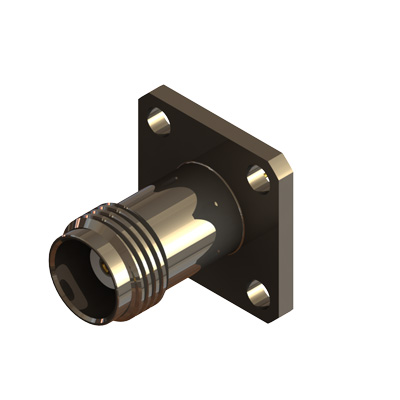 13-375-B3 - TNC 4 Hole 19.1mm Sq Flange Solder Post Jack 