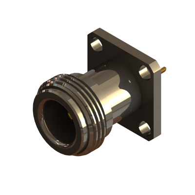 25-371-2-B3 - N Type 4 Hole 17.5mm Square Flange Mount Solder Spill Jack 