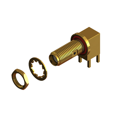 30-468-2-D3 - SMA IP68 Right Angle Bulkhead PCB Mount Jack 
