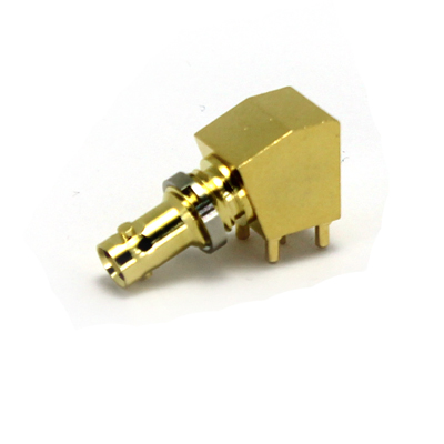 67-492-1-D66 - Micro BNC 110 deg Angle PCB Mount Bulkhead Jack 