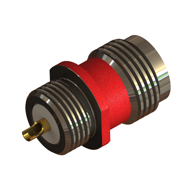 TNC Front Mount 3/8 x 32 Bulkhead Solder Bucket Jack Colour Coded Red - Image 2